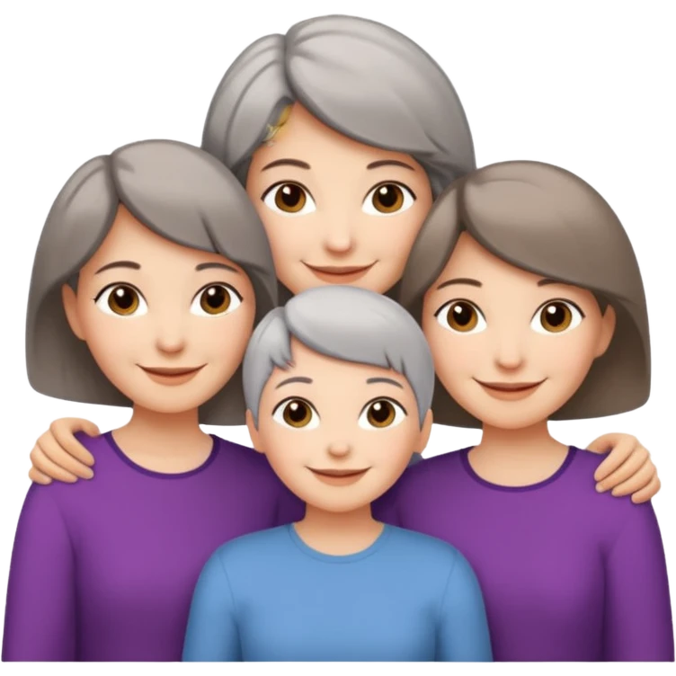 A mum with short Gray hair and her two adult daughters with Light brown hair emoji