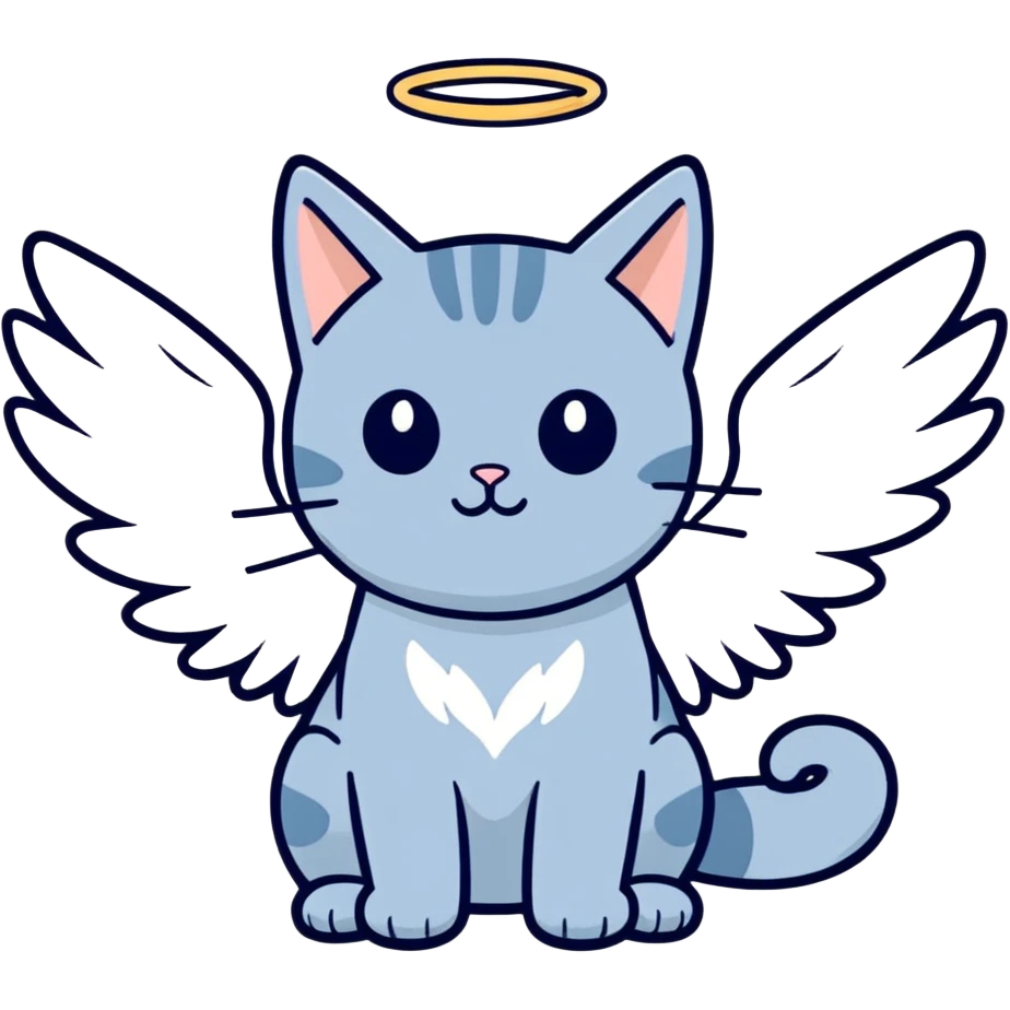 Blueish gray cat with angel wings emoji