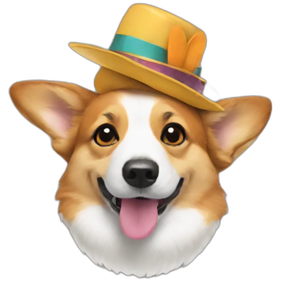 Corgi in a silly hat emoji