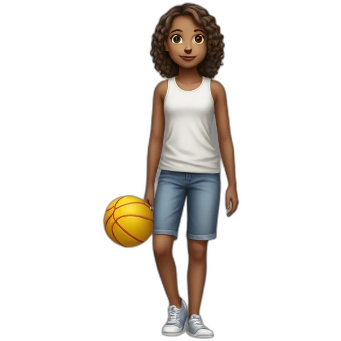 a young girl with a ball in full growth emoji