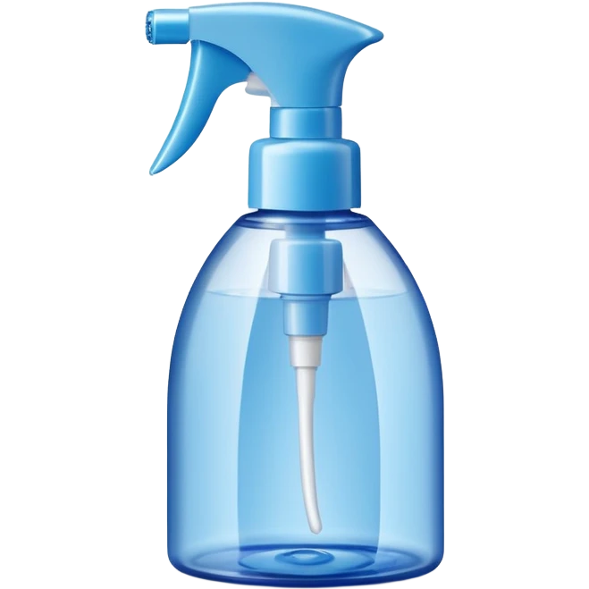 compact plastic spray or gel container with curved modern shape, blue or white tones, topped with press cap or nozzle, sleek fresh design suggesting hygiene and fragrance, no branding, no scent symbols, no extras, just the dispenser, soft lighting, subtle shadows, emoji scale emoji