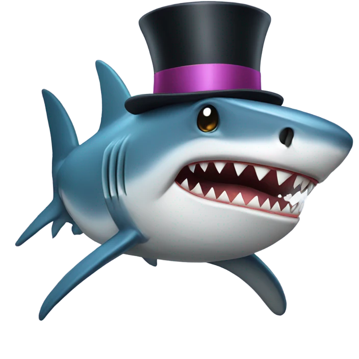 Shark with a top hat emoji