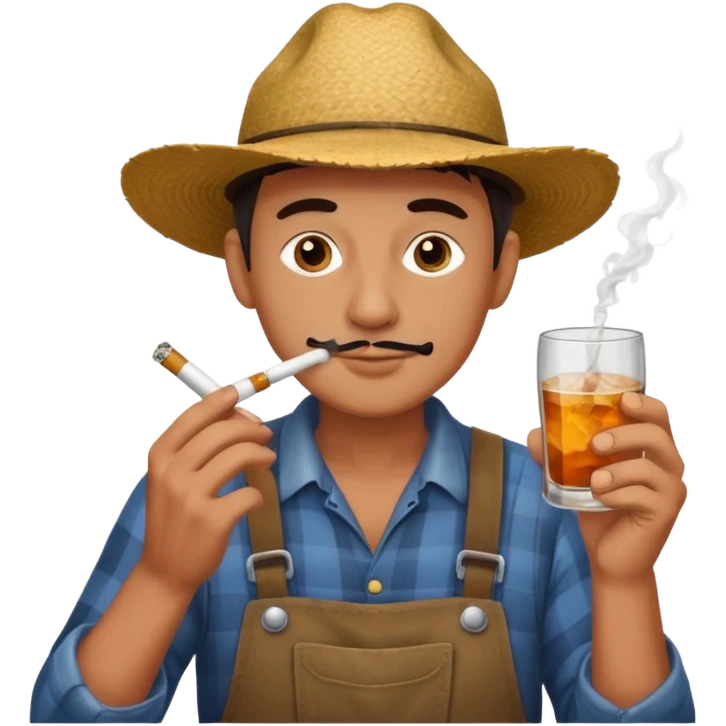 Farmer smoking a joint and holding a drink emoji