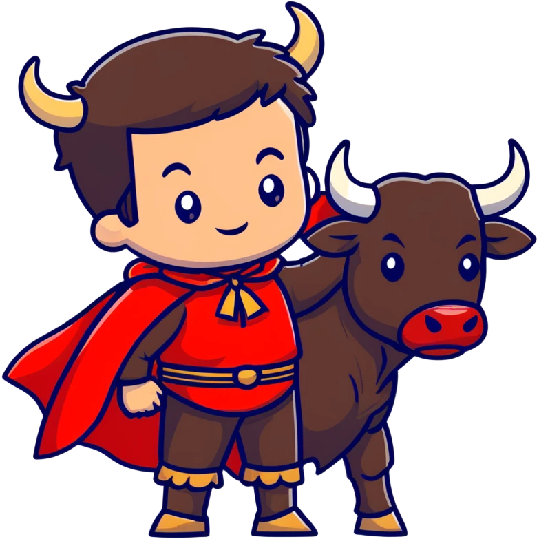matador in traditional costume with red cape and bull emoji