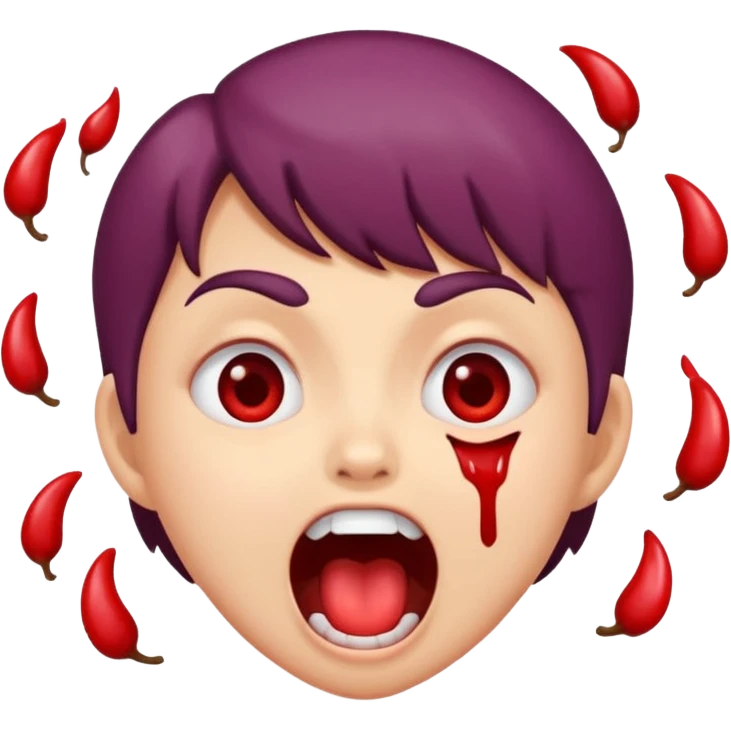 Blood plum cute face screaming  emoji