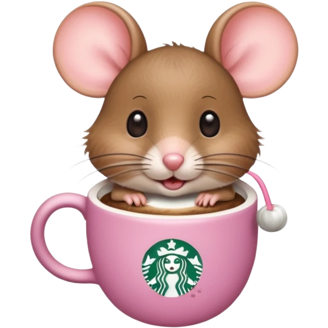 mouse drinking coffee at Starbucks emoji