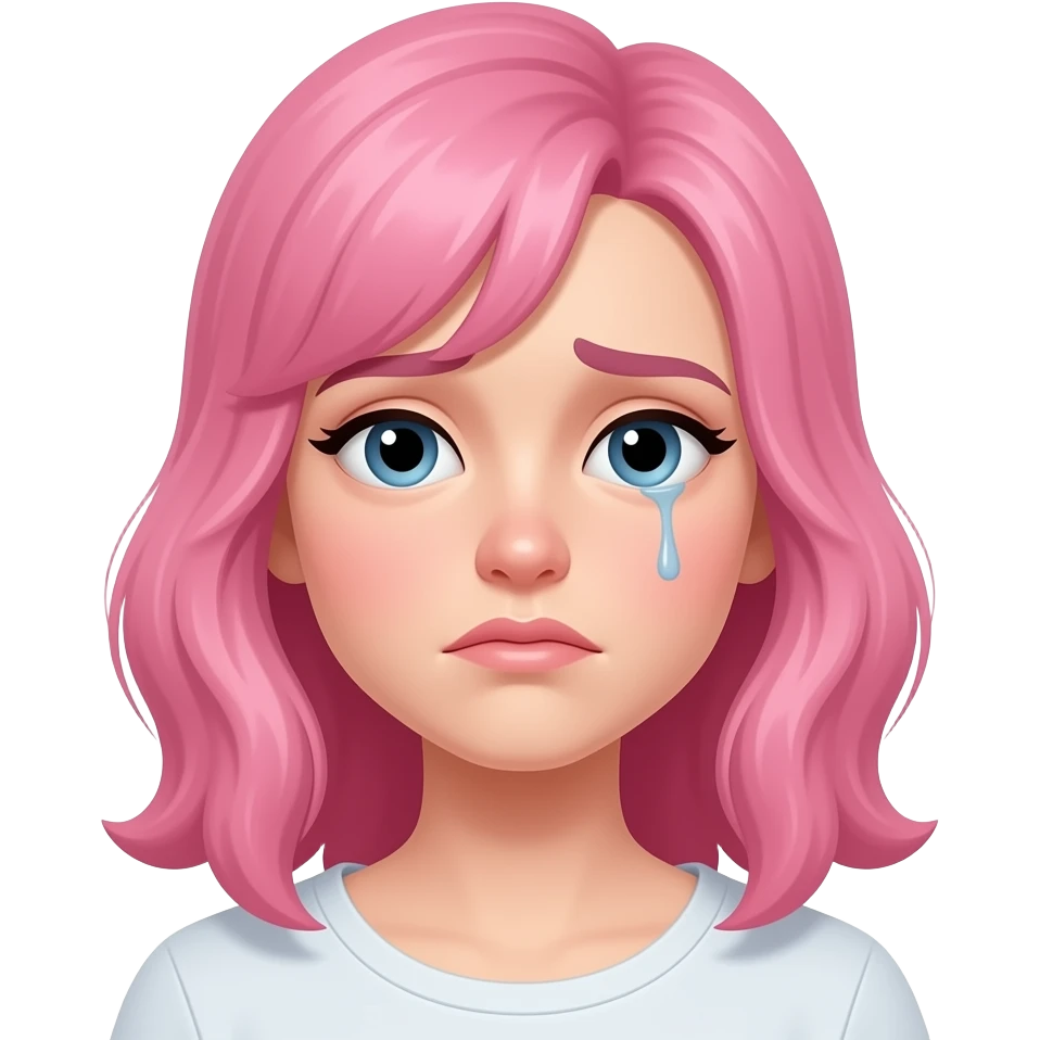 Sad woman with pink hair emoji