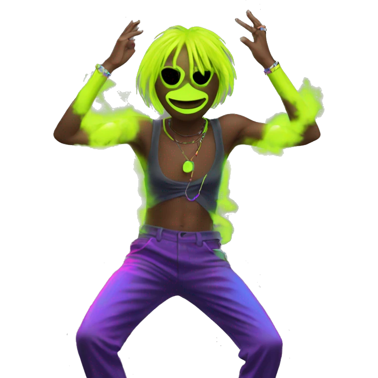 Rave party dancing neon smoking emoji