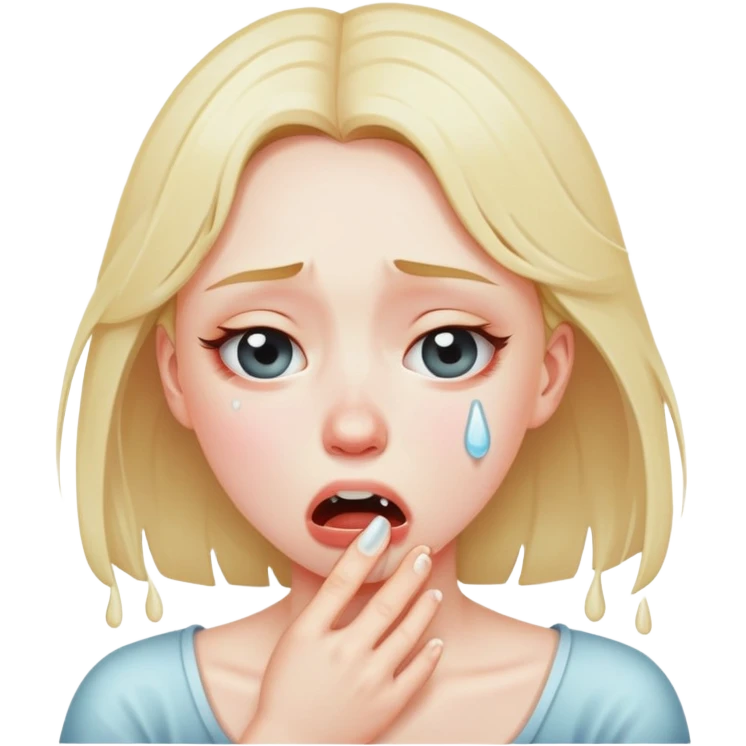 Girl choking herself crying emoji