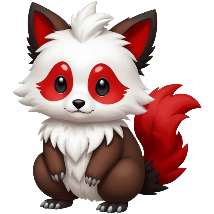 Cute cool white red dark-brown black animal hybrid Fakemon full body emoji