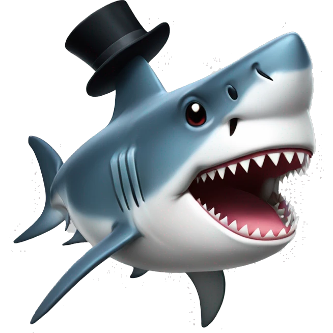 Shark with a top hat emoji