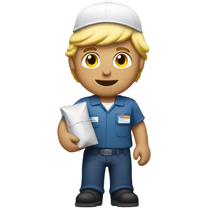  male mail carrier with blond hair and with a package wearing a white cap emoji