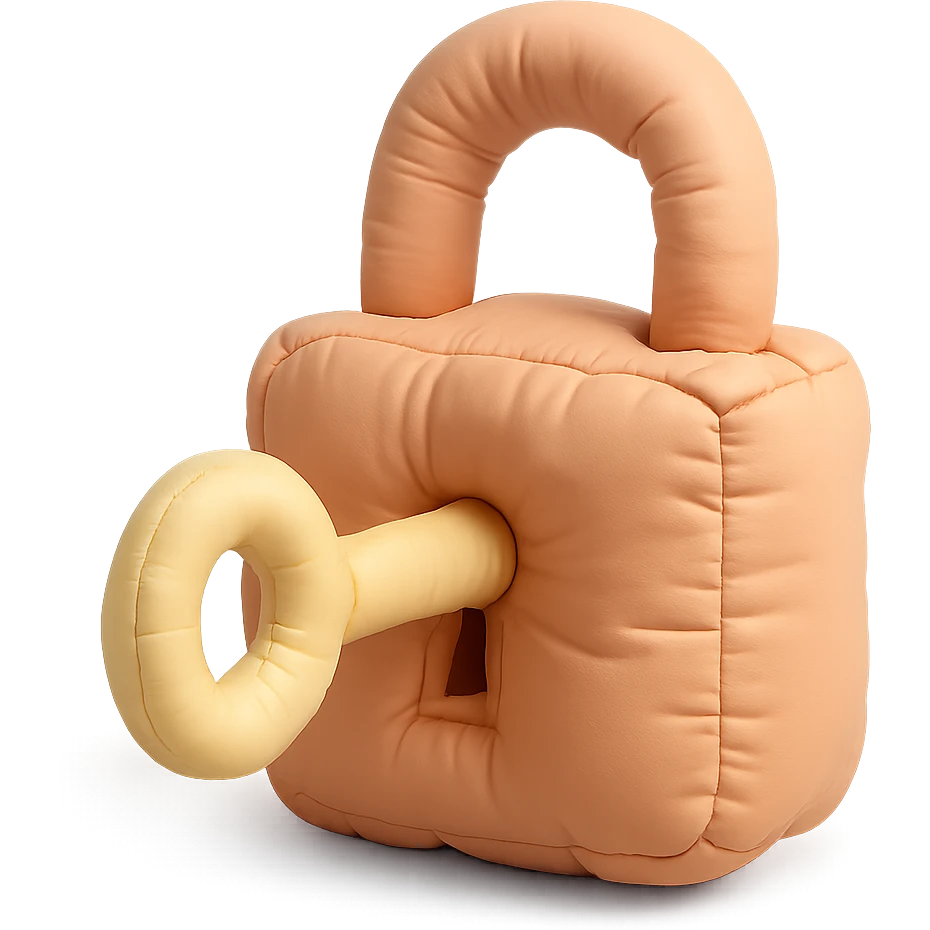 Closed padlock with a key inserted into it emoji