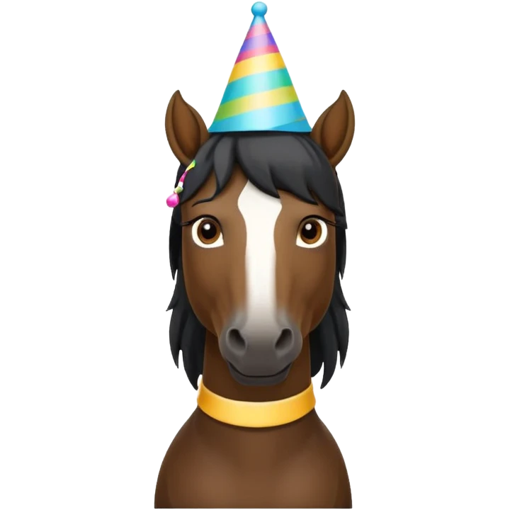 black horse in t shirt with party hat front view emoji