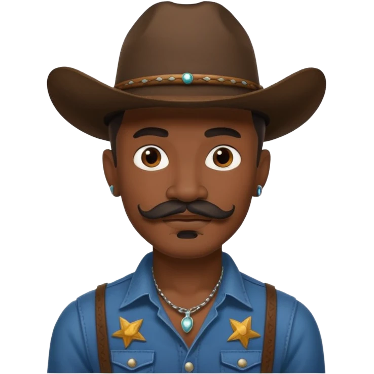 tattoos and mustached cowboys dark face emoji