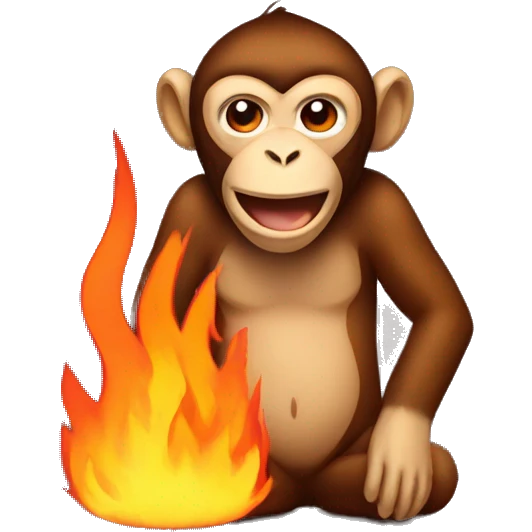 monkey surrounded by fire emoji