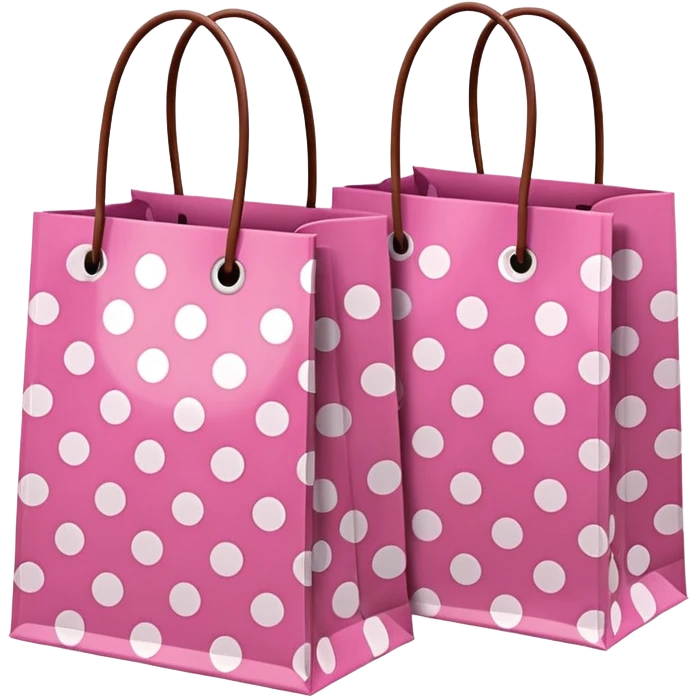 pink and brown polka dot shopping bags emoji