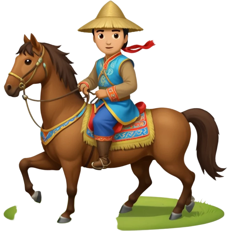 mongolian man on horse full body emoji