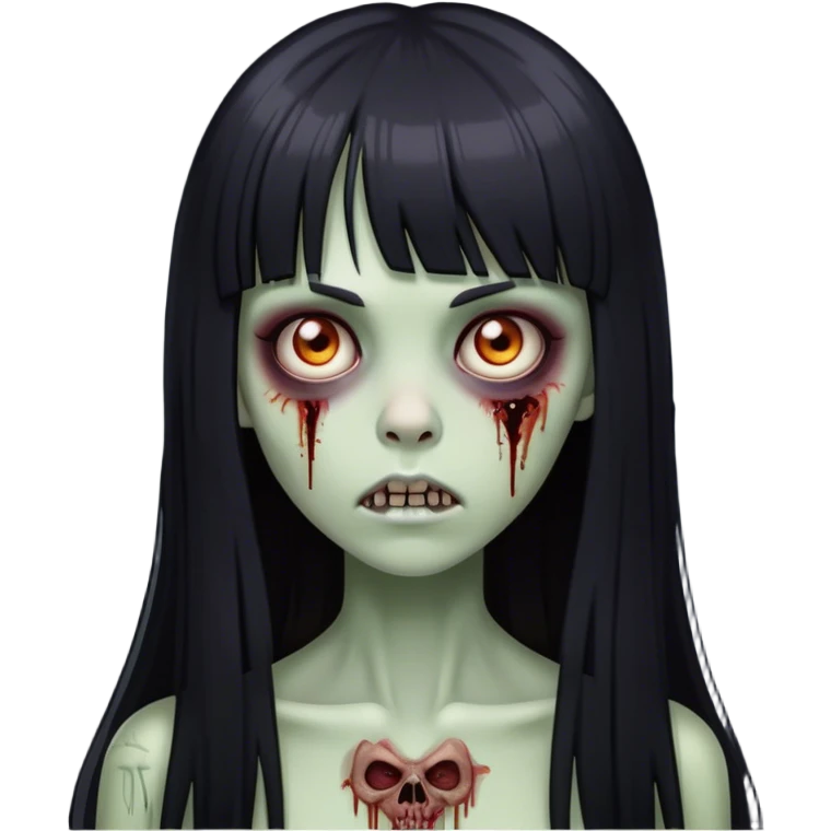 zombie girl with straight long black hair and bangs ( like this 🧟‍♀️) emoji
