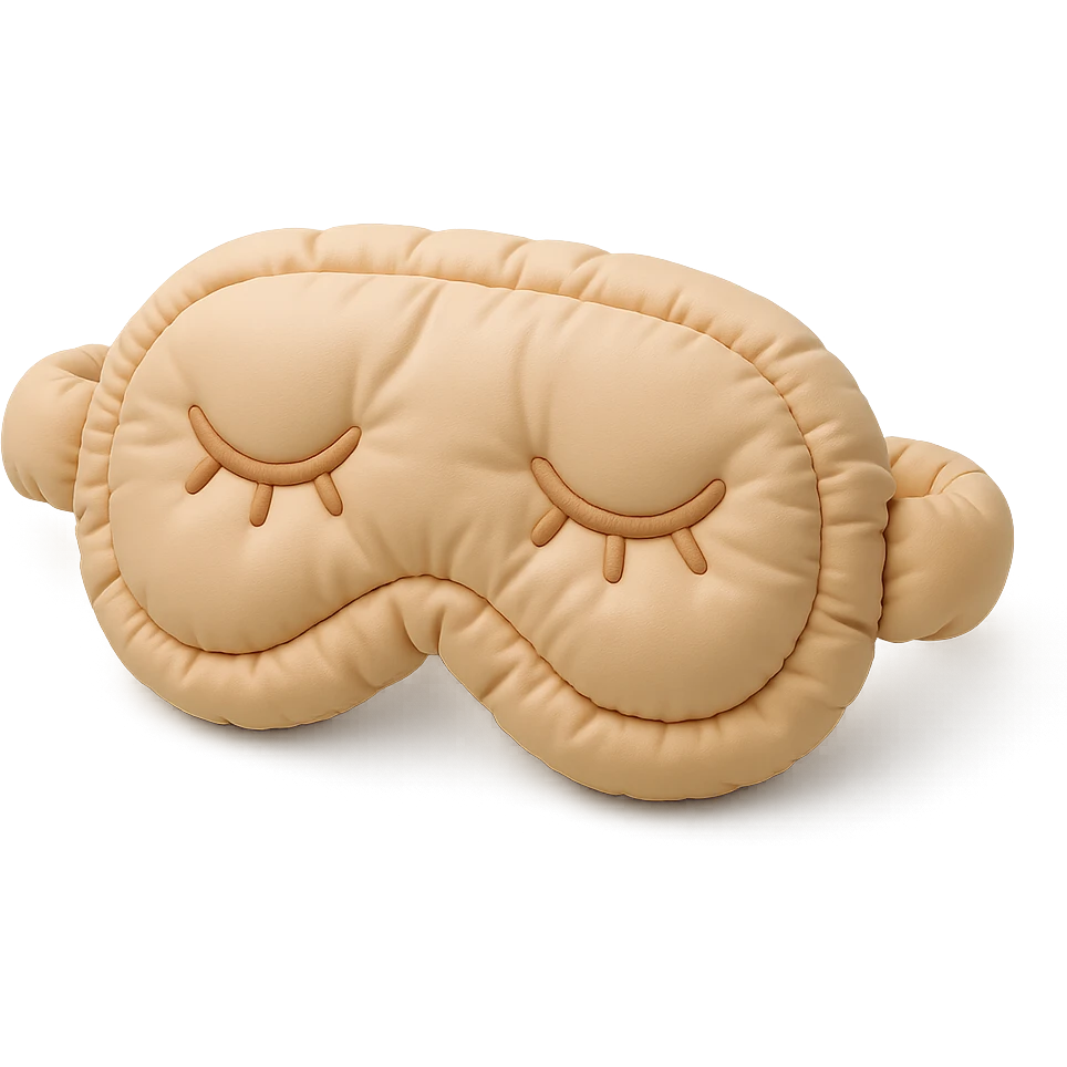 cute sleep eye mask with soft, plushy texture in cushion style emoji