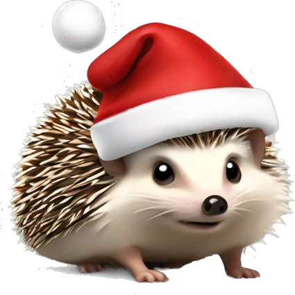 hedgehog with santa clais hat emoji