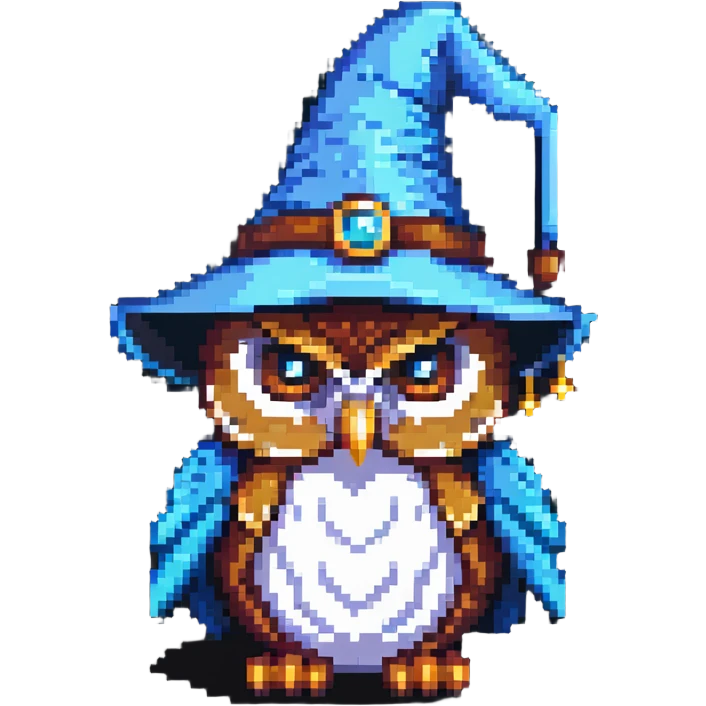 Owl with a wizard hat emoji