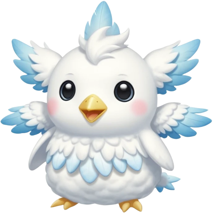 Soft Cloud-Cream Feather-Fluffed Cotton-Textured Puffy Tiny Angelic Togekiss-Vernid-hybrid-creature (full body) emoji