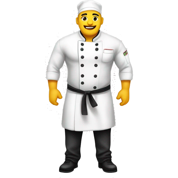 Chef fuerte fitness con su ropa amarilla emoji