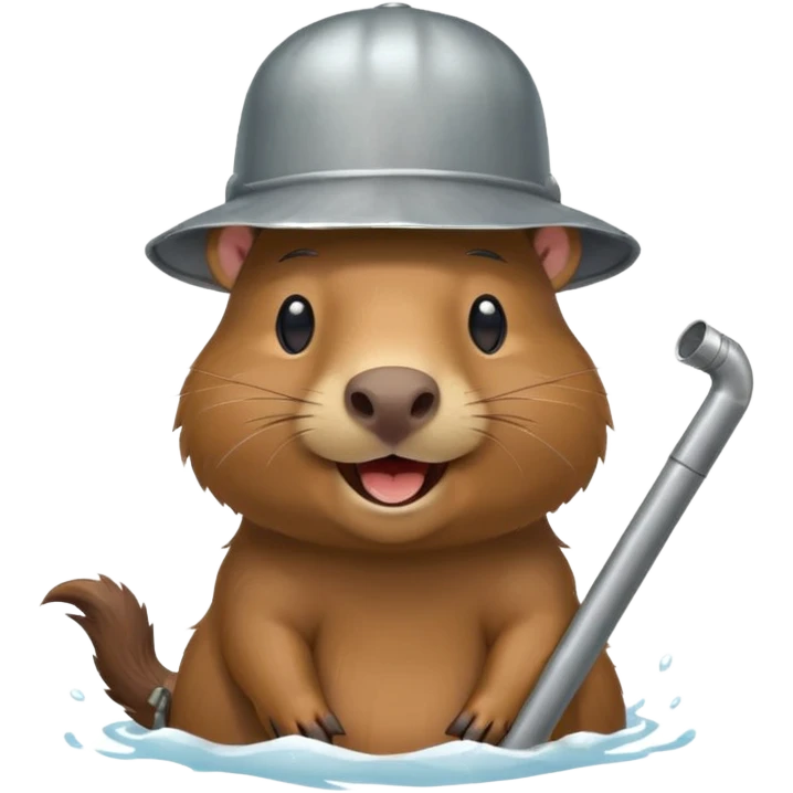 laughing capybara with a stainless steel tube hat emoji