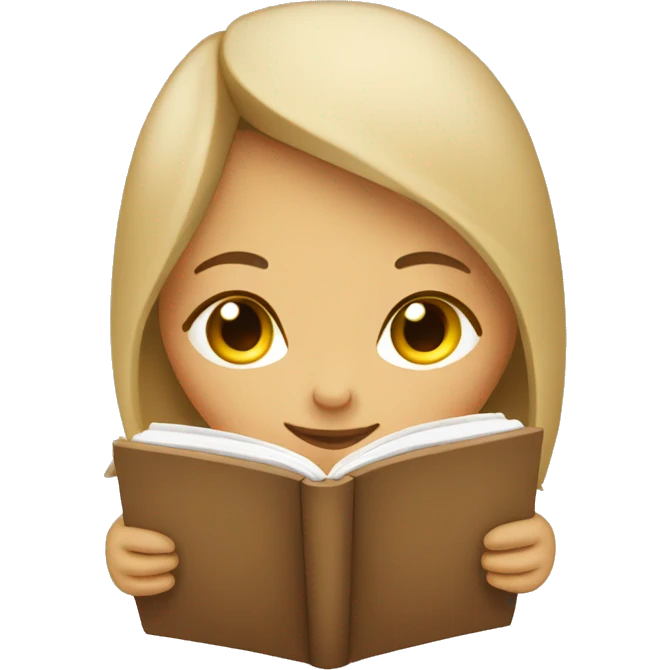 Beige cozy girl reading emoji
