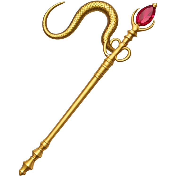 Ancient Egyptian gold snake staff-scepter with ruby eyes  emoji