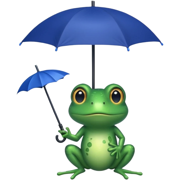Frog hold small dark blue umbrella emoji