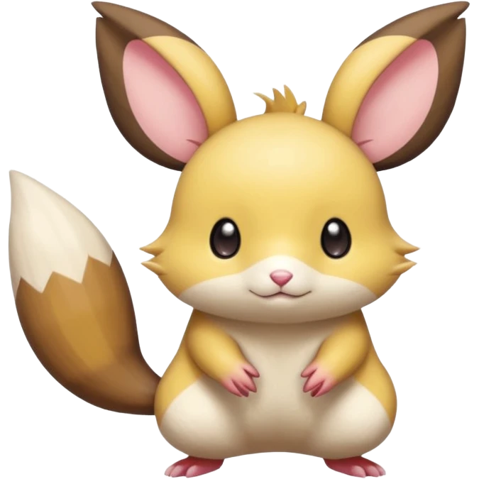Cute chibi kawaii big-eyes adorable anime Dedenne-Pachirisu-Furret-Minccino-Pichu-fusion-hybrid-Pokémon-animal-creature, full body emoji