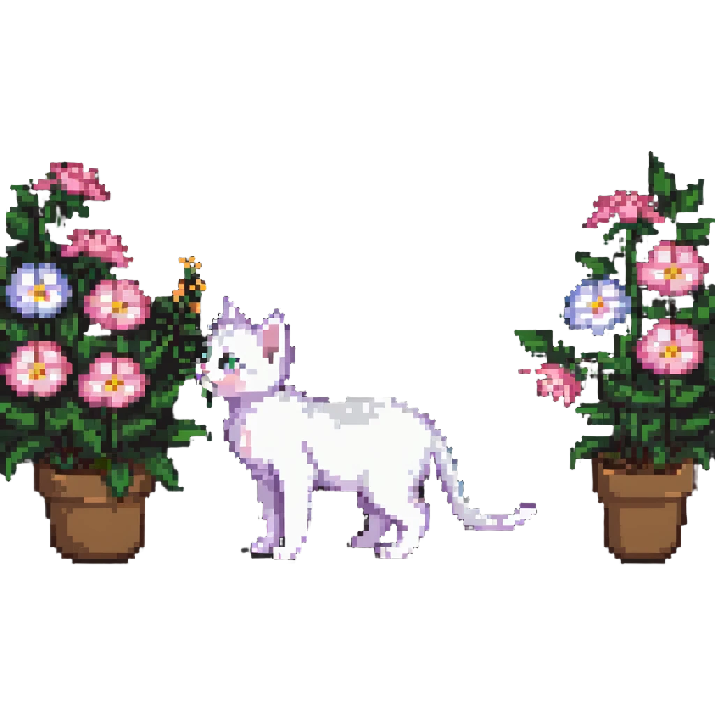 Kitten smells flowers emoji