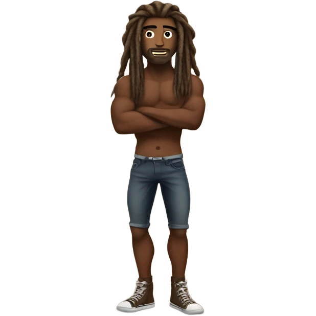 Flexing brown with tattoos and long dreadlocks  emoji