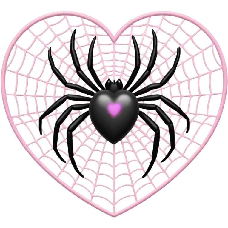 Black heart with light pink spiderwebs emoji