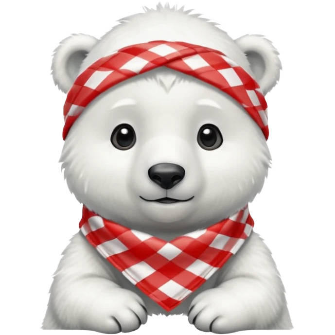 baby polar bear wearing a red and white checkered Neckerchief emoji