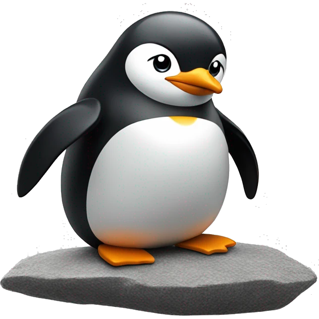 penguin on a rock wings spread out head facing up emoji