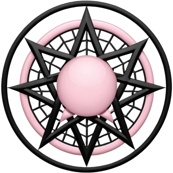 Light pink pentacle with black spiderwebs emoji