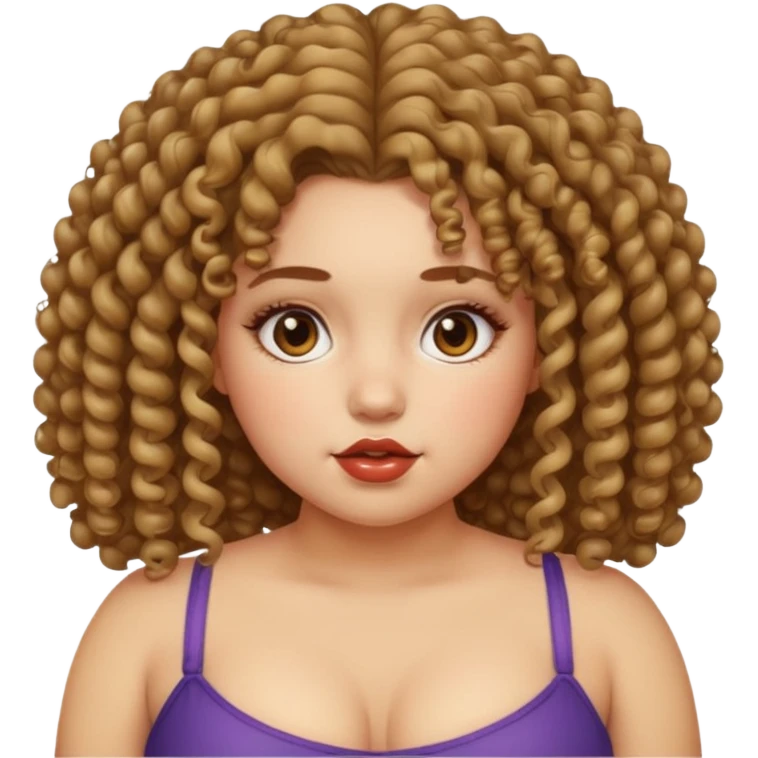 a girl face with kinky, horny, seductive expression with curly hair.the face will be round and chubby emoji