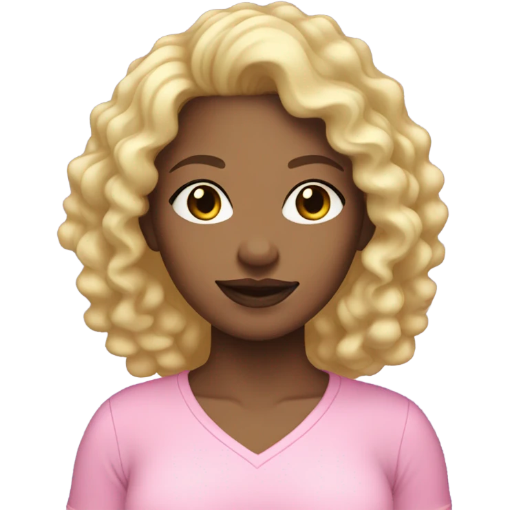 Black lightskin woman with blonde curly hair and a light pink shirt emoji