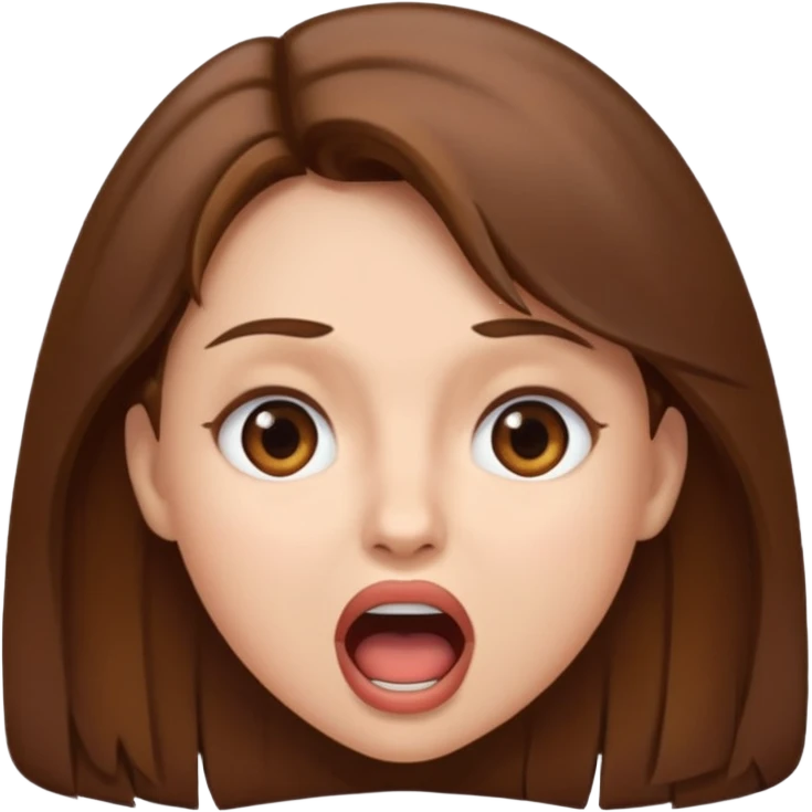 Woman brown hair. Mouth open. Not smiling emoji