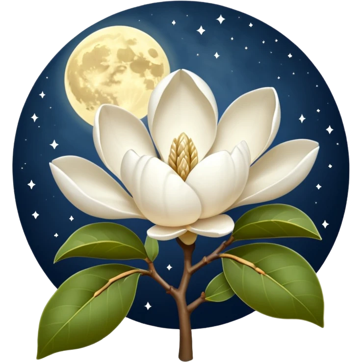 a magnolia under the moon emoji