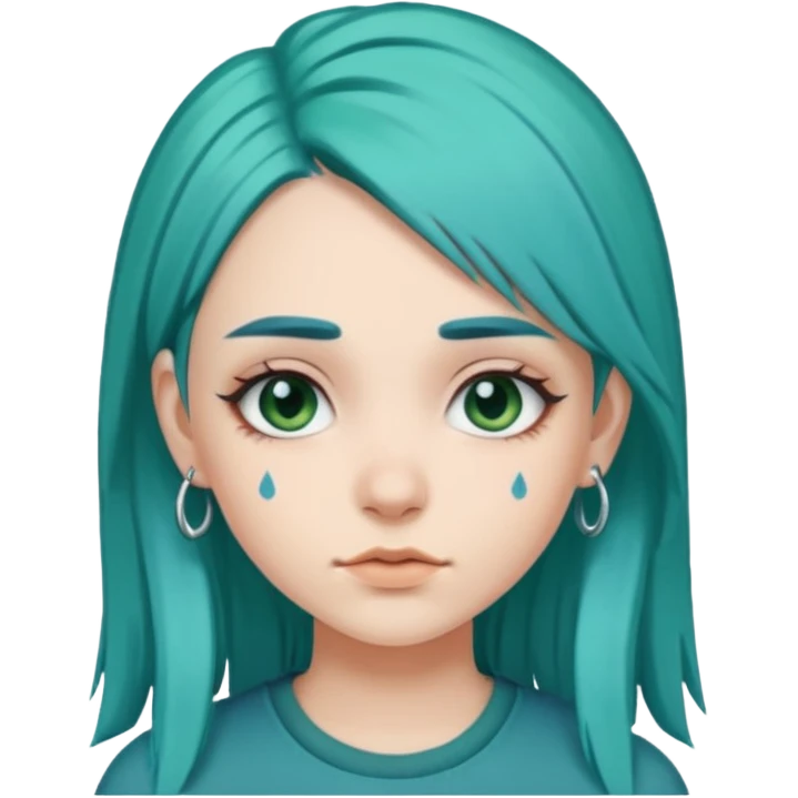 Girl with blueish green hair and eyebrow piercing  emoji