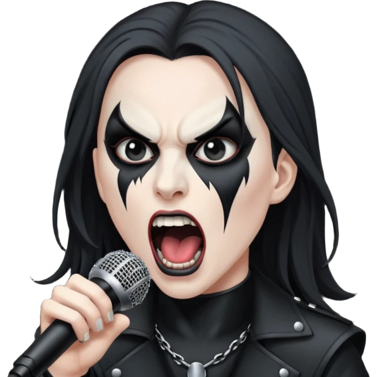 Black metal musician, screaming with mirophone emoji