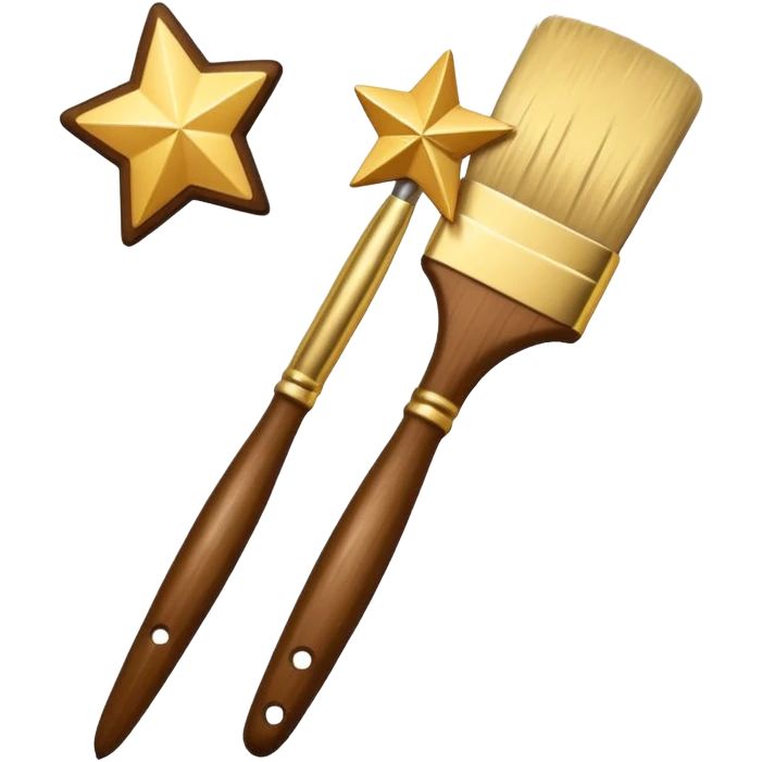 a painting brush with shiny stars emoji