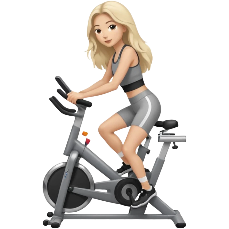 woman with long hair on a stationary bike emoji