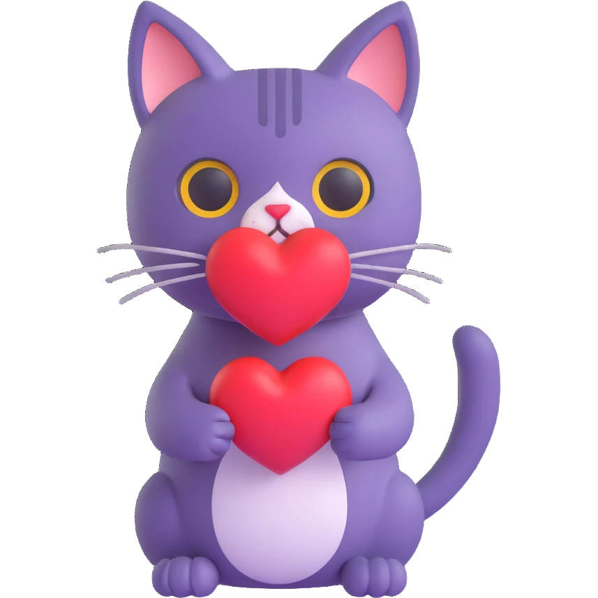 a cat with a heart, 3d emoji style emoji