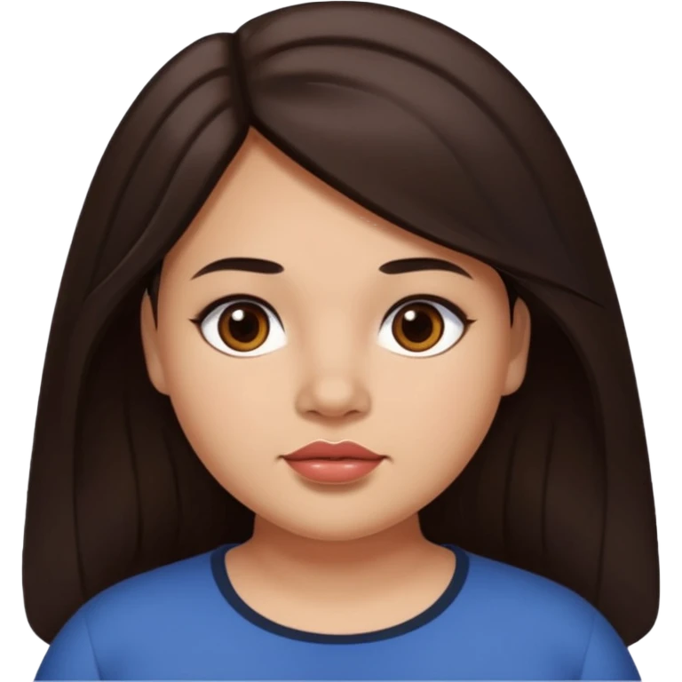 My hair and eyes are dark brown, I'm a little chubby, my eyes aren't round, nor is my face, my eyes are a little narrow, my jaw and chin are nicely defined, my hair can be said to be long, my lips are nicely proportioned, but not too big, they're medium sized emoji