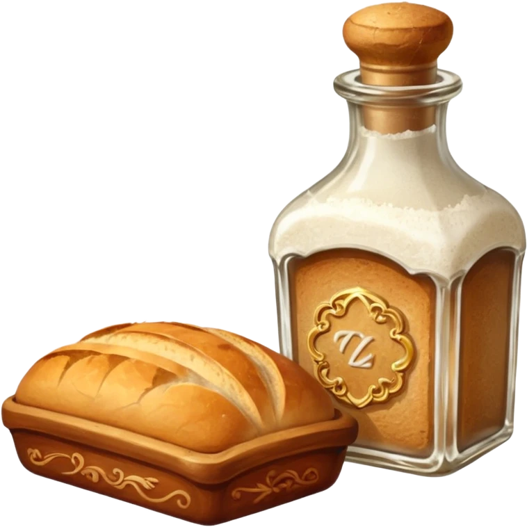  a one victorian bottle of salt and a loaf of bread emoji